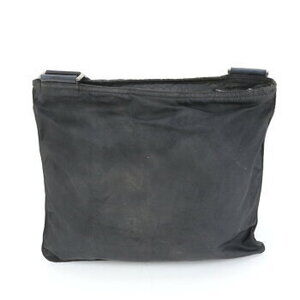 Prada Leather Bag Logo Messenger Triangle Shoulder Tessuto Black
